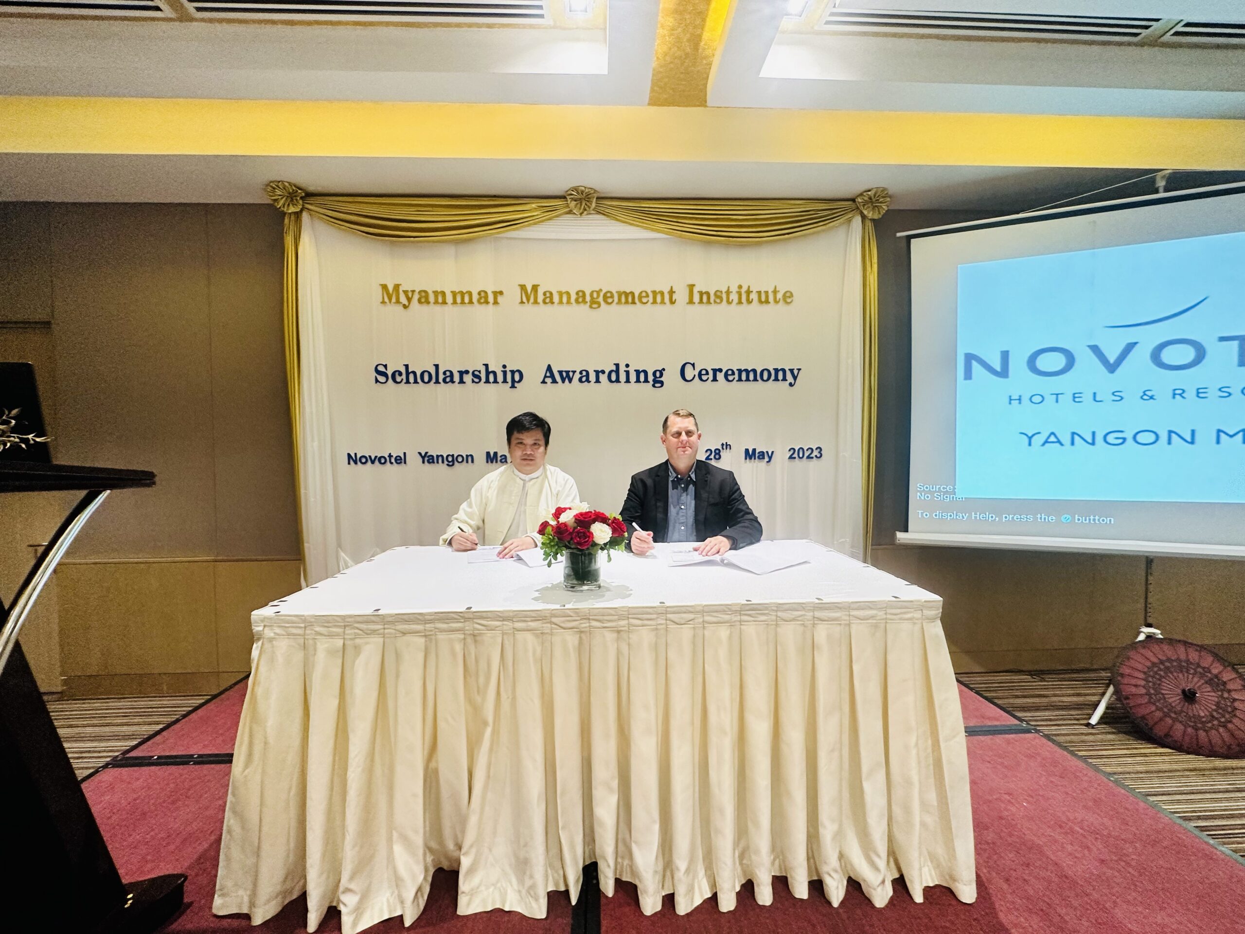 Myanmar Management Institute and IBSS signing and scholarship ceremony in Yangon on 28 May 2023